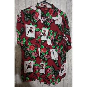 Junction West Hawaiian Shirt Playing Cards‎ Pinup Summer Beach Men's Large